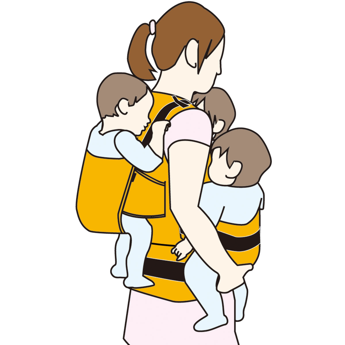 避難くん 3人抱きキャリー 壁掛け式の収納袋