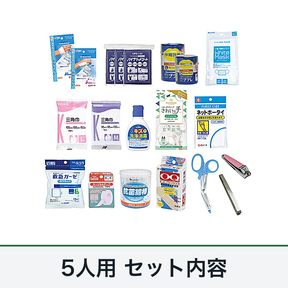 防災用救急箱セット 5人用のセット内容