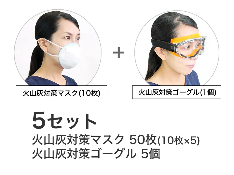 火山灰対策マスク・ゴーグルセット